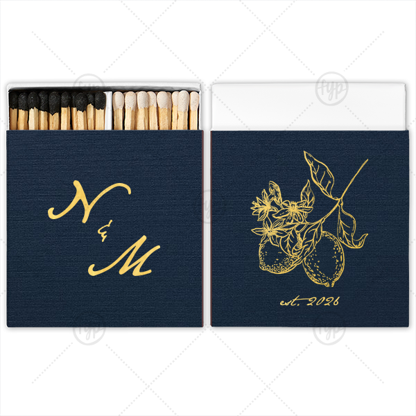 Initials Lemon Match Two-Chamber Matchbox (Foil)