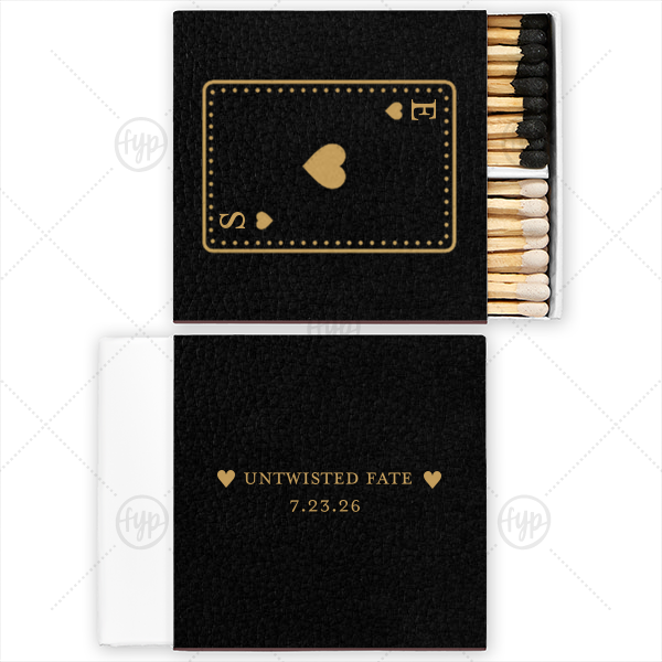 Playing Card Wedding Name Matches Two-Chamber Matchbox (Foil)
