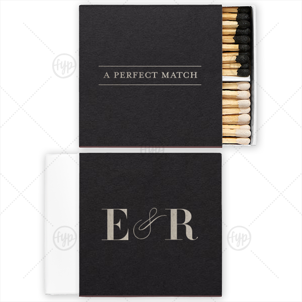 Swirl & Frame Wedding Match Two-Chamber Matchbox (Foil)