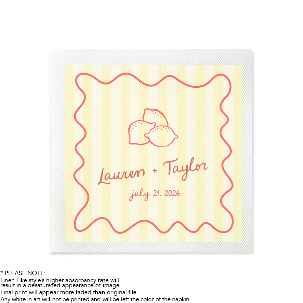 Lemon Stripes Photo Napkin Cocktail Napkin (Photo)