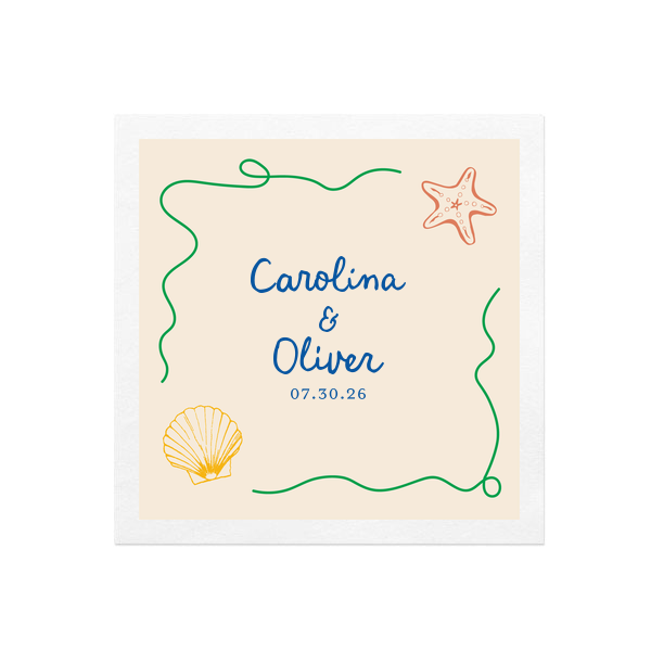 Seaside Shell & Star Photo Napkin Cocktail Napkin (Photo)