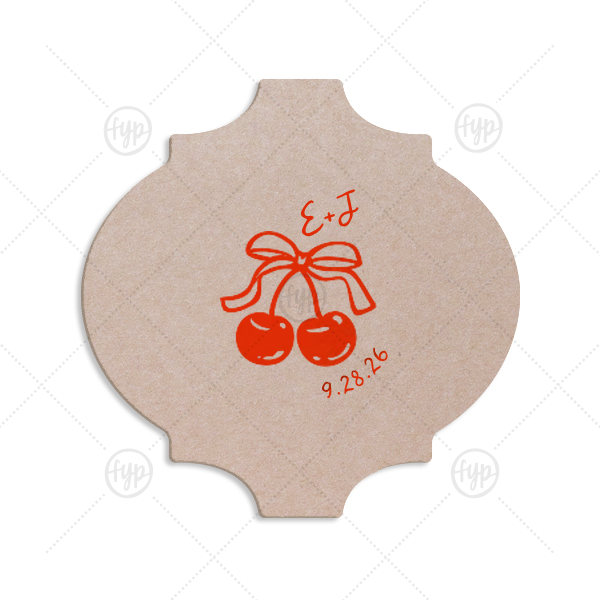 Cherry Bow Initials Coaster Ornament (Foil)