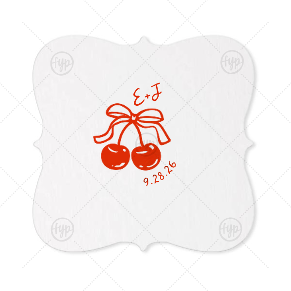 Cherry Bow Initials Coaster Fancy Coaster (Foil)