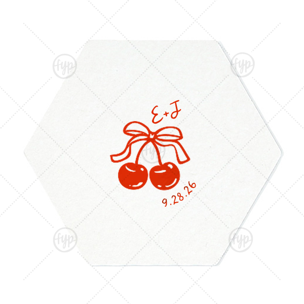 Cherry Bow Initials Coaster Hexagon Coaster (Foil)