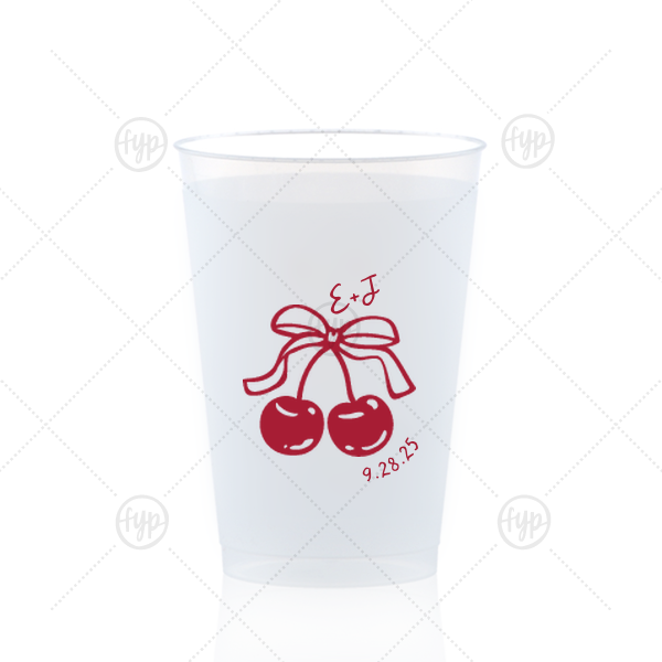 Cherry Bow Initials Cup 12-oz. Frosted Cup (Ink)
