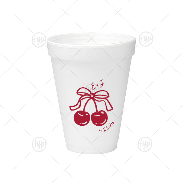 Cherry Bow Initials Cup 12-oz. Styrofoam Cup (Ink) 