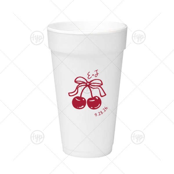 Cherry Bow Initials Cup 20-oz. Styrofoam Cup (Ink) 