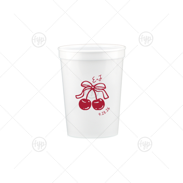 Cherry Bow Initials Cup 12-oz. Stadium Cup (Ink)