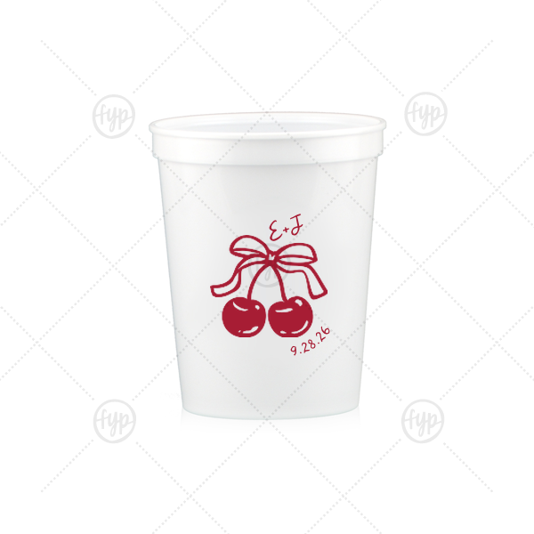 Cherry Bow Initials Cup 16-oz. Stadium Cup (Ink)