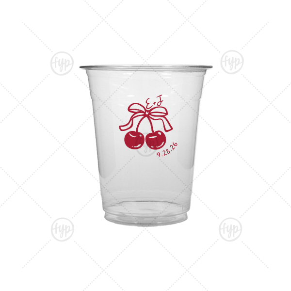 Cherry Bow Initials Cup 12-oz. Soft Plastic Cup (Ink)