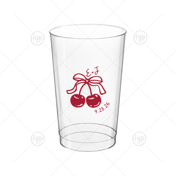 Cherry Bow Initials Cup 12-oz. Hard Plastic Cup (Ink)