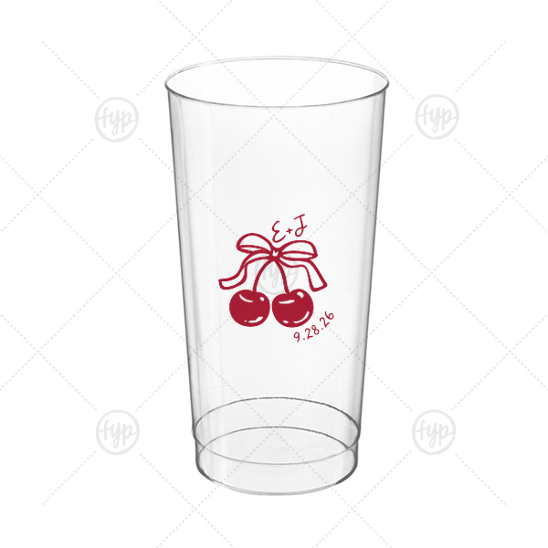 Cherry Bow Initials Cup 16-oz. Hard Plastic Cup (Ink)
