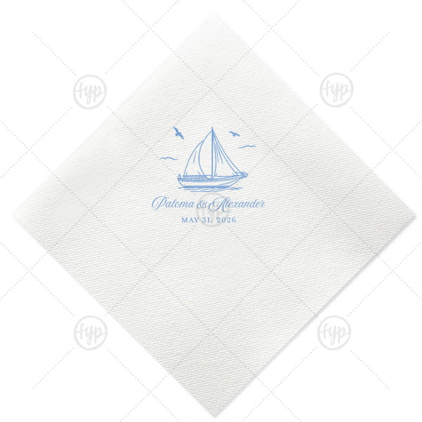 Sailboat Nautical Nuptial Napkin Luncheon Napkin (Foil)