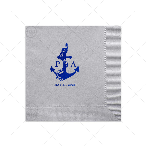 Anchor Nautical Nuptial Napkin Luncheon Napkin (Foil)