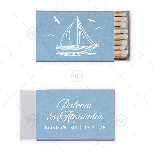Sailboat Nautical Nuptial Matchbox Classic Matchbox (Foil)