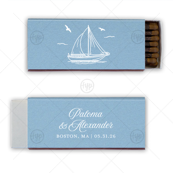 Sailboat Nautical Nuptial Matchbox Cigar Matchbox (Foil)