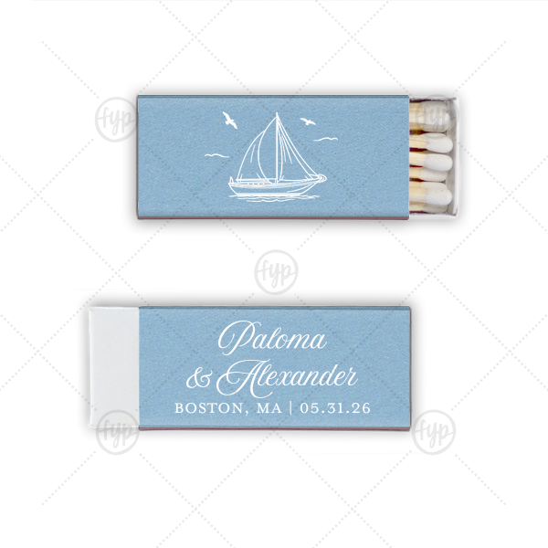 Sailboat Nautical Nuptial Matchbox Mini Matchbox (Foil)