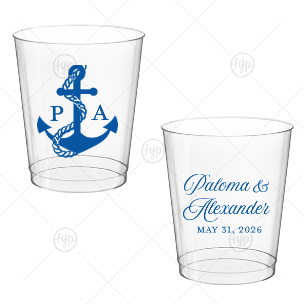 Anchor Nautical Nuptial Cup 8-oz. Hard Plastic Cup (Ink)
