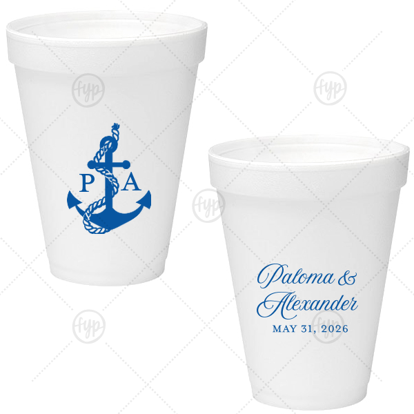 Anchor Nautical Nuptial Cup 12-oz. Styrofoam Cup (Ink) 