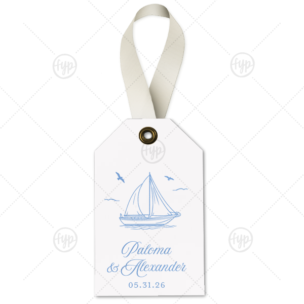 Nautical Nuptial Gift Tag Wine Bottle Gift Tag (Foil)