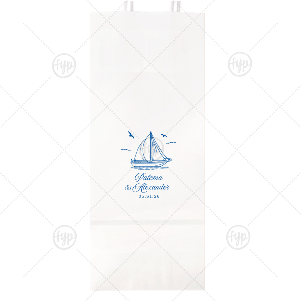Sailboat Nautical Nuptial Gift Bag Wine Gift Bag (Foil)