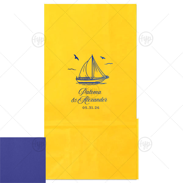 Sailboat Nautical Nuptial Gift Bag Gloss Goodie Bag (Foil)