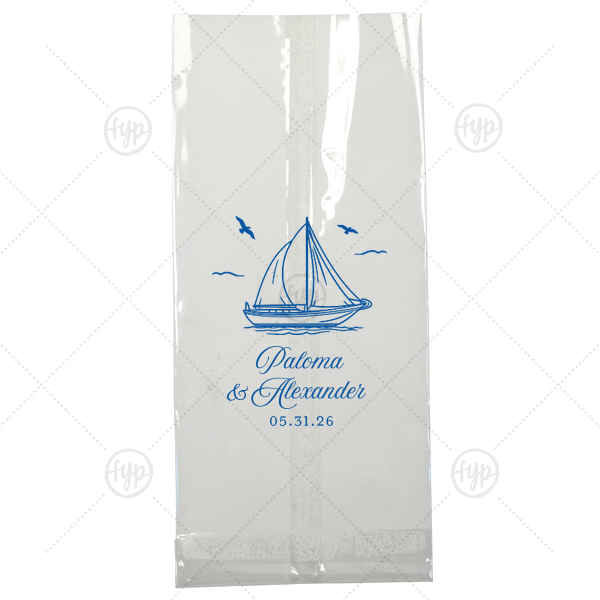 Sailboat Nautical Nuptial Gift Bag Large Cellophane Bag (Foil)