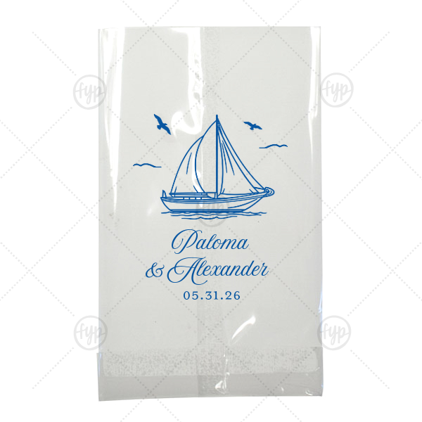 Sailboat Nautical Nuptial Gift Bag Small Cellophane Bag (Foil)