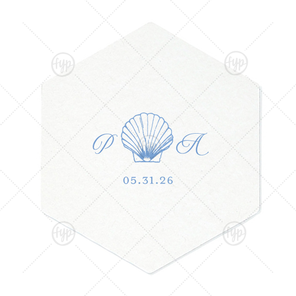 Seashell Monogram Coaster Hexagon Coaster (Foil)