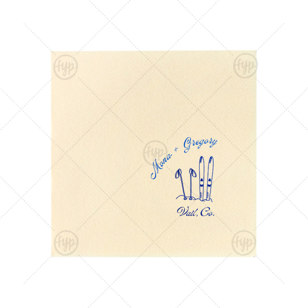 Couples Ski Napkin Cocktail Napkin (Foil)