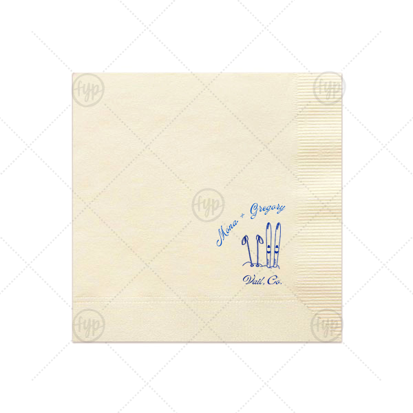 Couples Ski Napkin Luncheon Napkin (Foil)