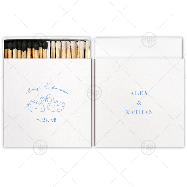 Swan Couple Matchbox Two-Chamber Matchbox (Foil)