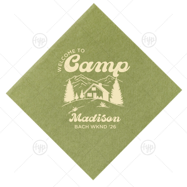 Welcome to Camp Bachelorette Napkin Petite Cocktail Napkin (Foil)