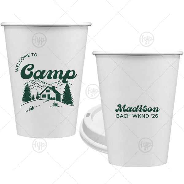 Welcome to Camp Bachelorette Cup 12-oz. Single Wall Paper Hot Cup (Ink)