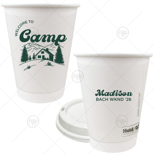 Welcome to Camp Bachelorette Cup 12-oz. Double Wall Paper Hot Cup (Ink)