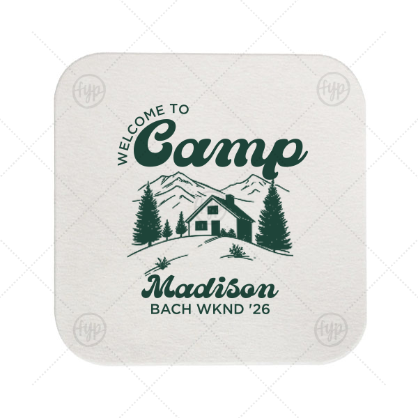 Welcome to Camp Bachelorette Coaster Square Coaster (Foil)