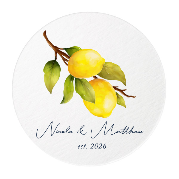 Classic Italian Wedding Lemon Coasters Round Coaster (Photo)