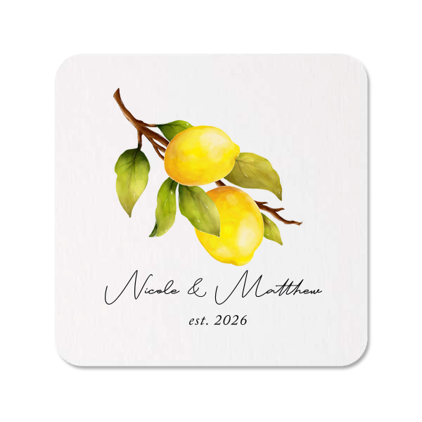 Classic Italian Wedding Lemon Coasters Square Coaster (Photo)
