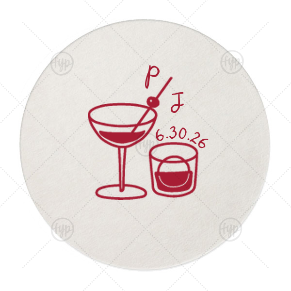 His & Hers Cocktails Coaster Round Coaster (Foil)