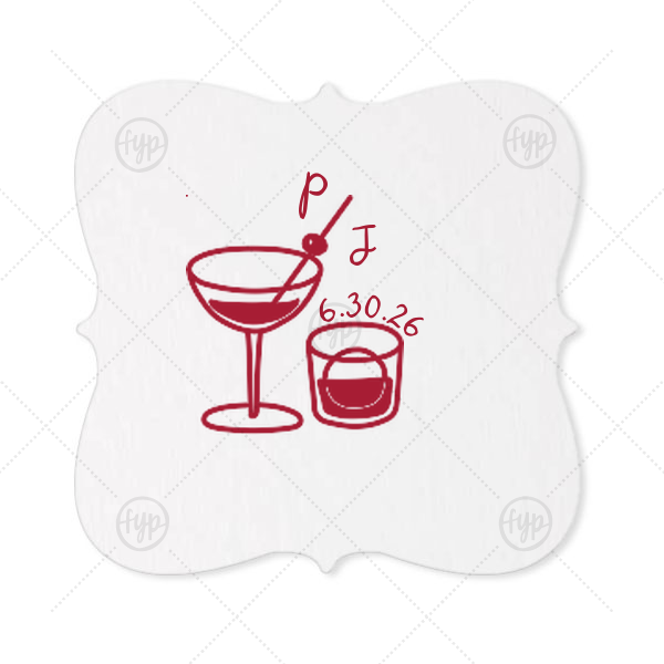 His & Hers Cocktails Coaster Fancy Coaster (Foil)