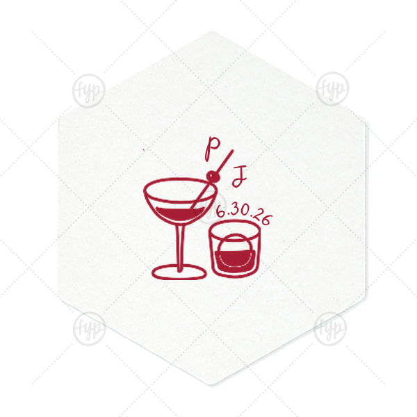 His & Hers Cocktails Coaster Hexagon Coaster (Foil)