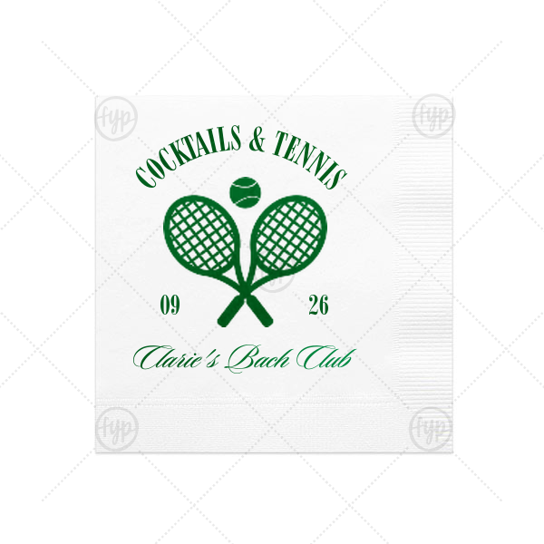 Cocktails & Tennis Napkin Cocktail Napkin (Foil)