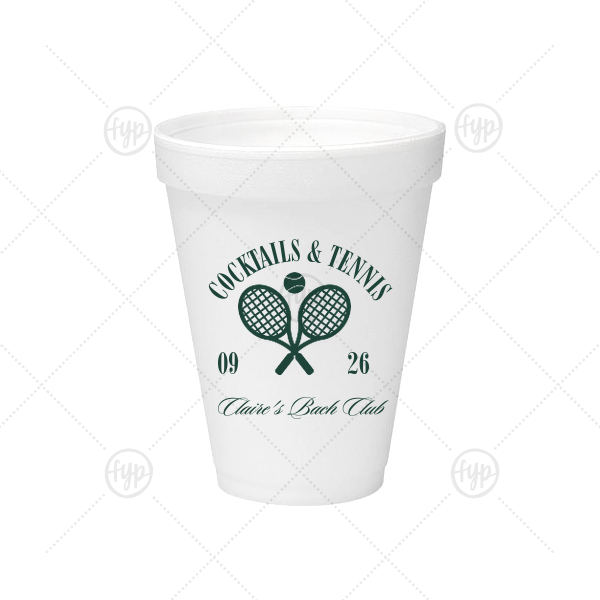 Cocktails & Tennis Cup 12-oz. Styrofoam Cup (Ink) 