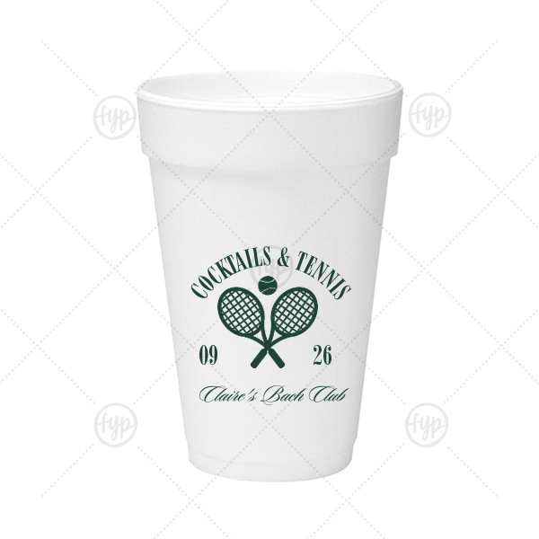 Cocktails & Tennis Cup 16-oz. Styrofoam Cup (Ink) 