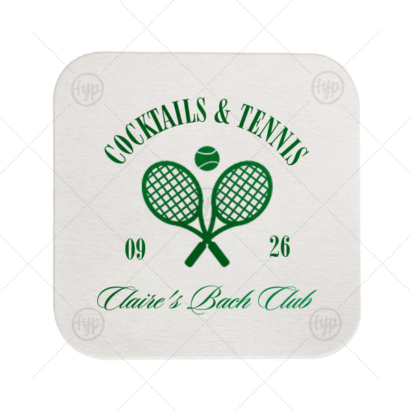 Cocktails & Tennis Coaster Square Coaster (Foil)