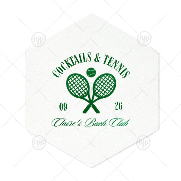 Cocktails & Tennis Coaster Hexagon Coaster (Foil)
