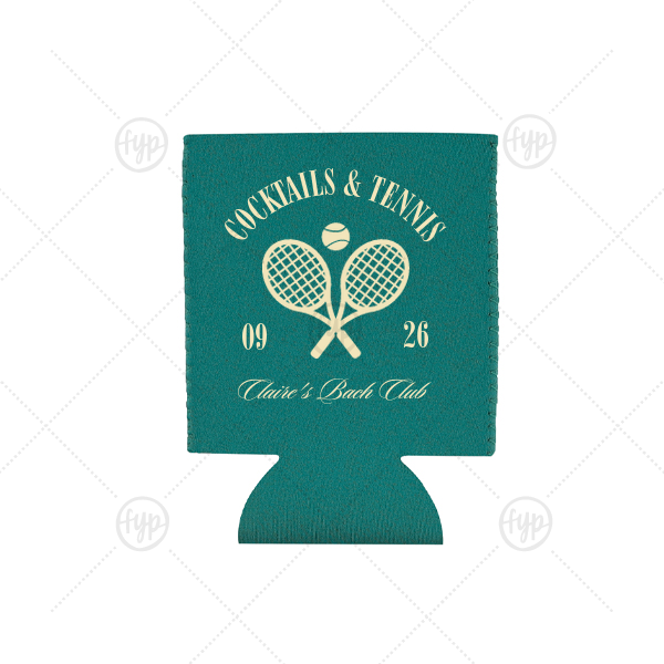 Cocktails & Tennis Can Cooler Flat Can Cooler (Ink)