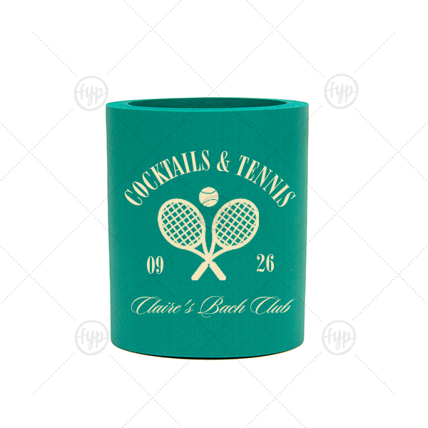 Cocktails & Tennis Can Cooler Round Can Cooler (Ink)