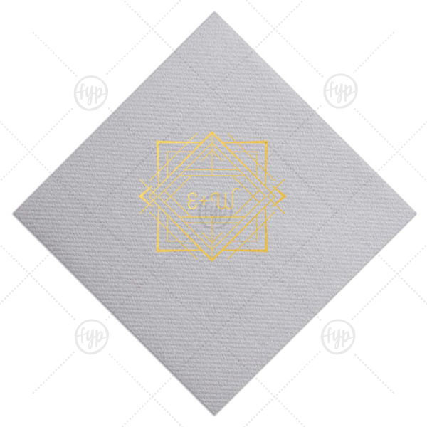Diamond Cocktail Napkin | The ever-popular Stone Gray Linen Like Cocktail Napkin with Shiny 18 Kt Gold Foil Color has a Deco Frame graphic and is good for use in Frames themed parties and will look fabulous with your unique touch. Your guests will agree!