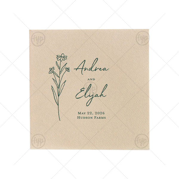 Wildflower Couple Napkin Cocktail Napkin (Foil)